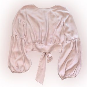 GIANNI BINI MAUVE LONG-SLEEVE BOW TOP // SIZE XS🩷